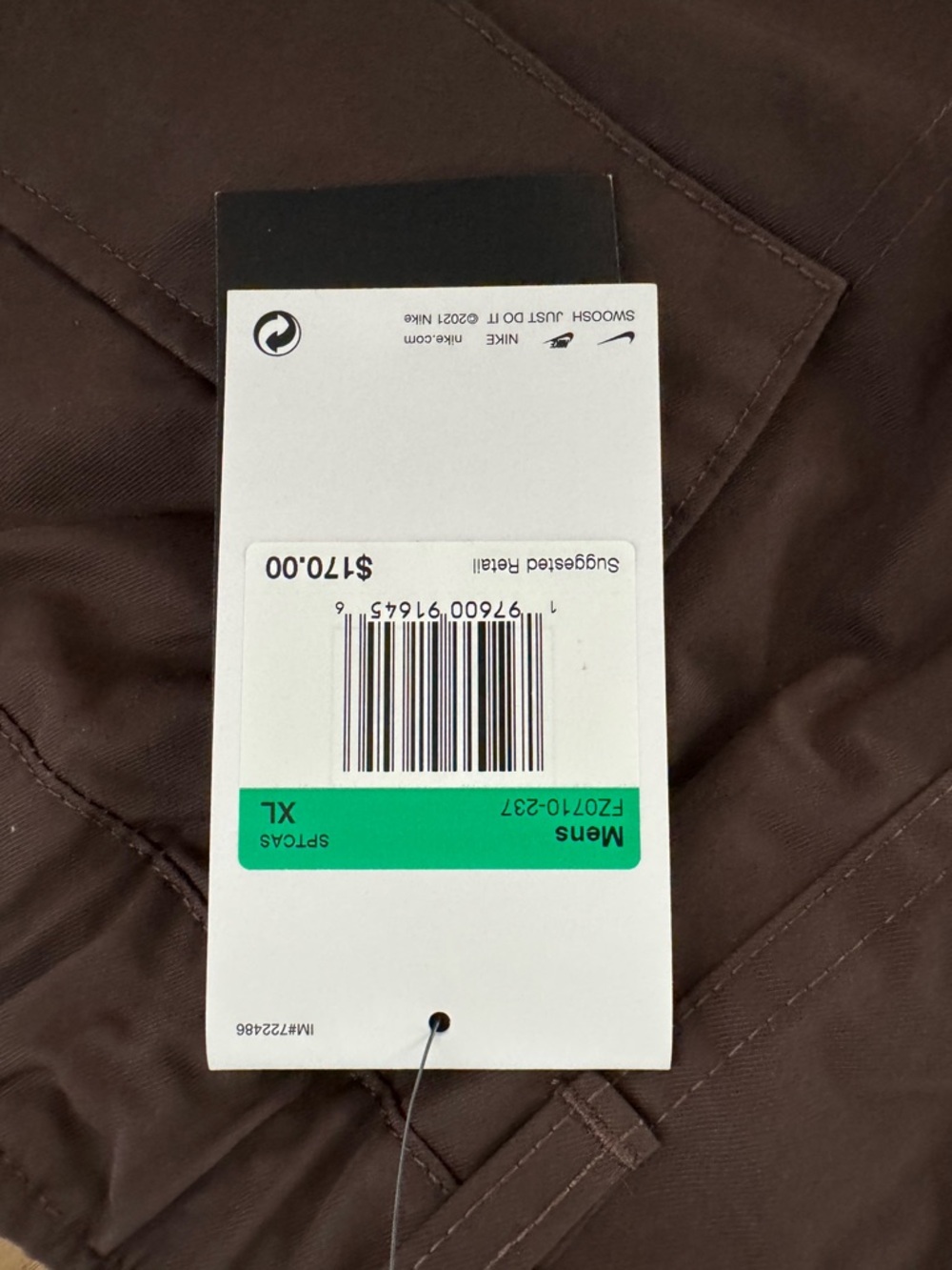 Nike Men’s Woven Baroque Brown Pants Men’s Size XL NWT - Picture 3 of 4